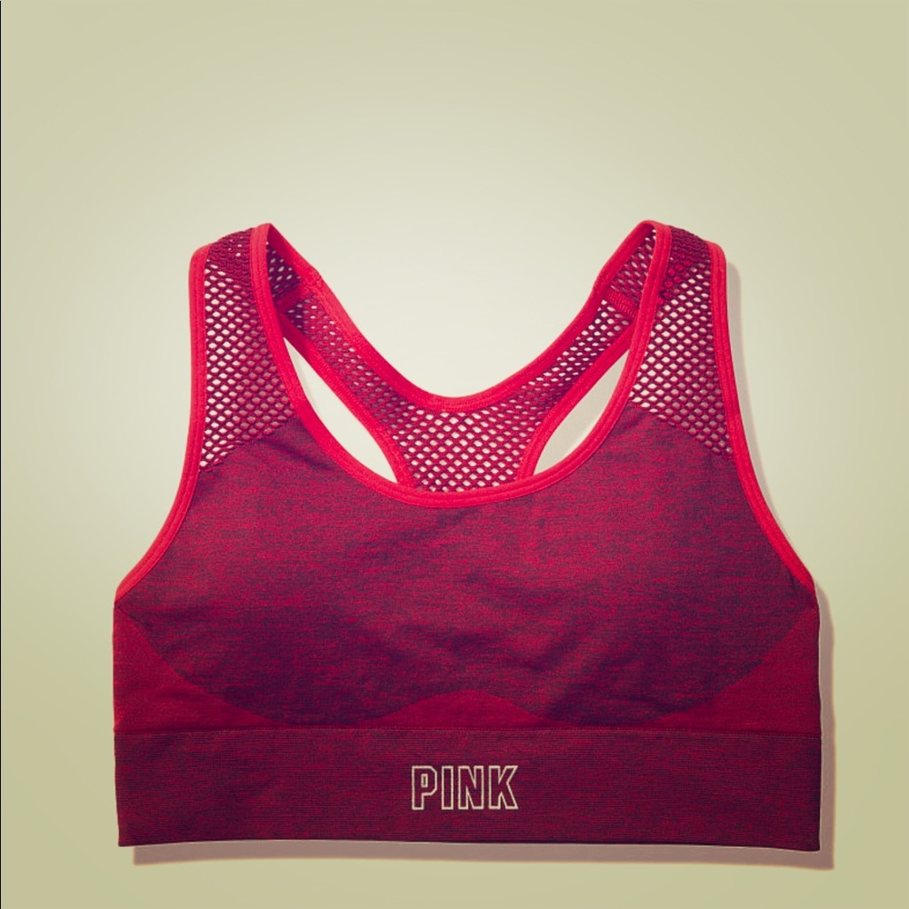 PINK seamless lightly lined gym racer back
